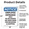 Signmission Employee Entrance Only No Deliveries OSHA Notice Sign, Plastic, 18in W x 24in L, 2PK OS-2PACK-NS-P-1824-V-11946 - alternate 5
